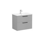 VitrA Root Flat Lavabo Dolabı, 80 cm, İki Çekmeceli, Köşeli Lavabo, Mat Kaya Gri