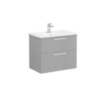 VitrA Root Flat Lavabo Dolabı, 80 cm, İki Çekmeceli, Köşeli Lavabo, Mat Kaya Gri - Görsel 3
