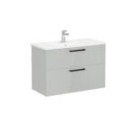 VitrA Root Flat Lavabo Dolabı, 100 cm, İki Çekmeceli, Köşeli Lavabo, Parlak İnci Grisi - Görsel 6