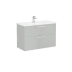 VitrA Root Flat Lavabo Dolabı, 100 cm, İki Çekmeceli, Köşeli Lavabo, Parlak İnci Grisi - Görsel 5