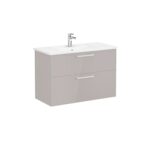VitrA Root Flat Lavabo Dolabı, 100 cm, İki Çekmeceli, Köşeli Lavabo, Parlak Sahra Beji - Görsel 3