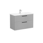 VitrA Root Flat Lavabo Dolabı, 100 cm, İki Çekmeceli, Köşeli Lavabo, Mat Kaya Gri - Görsel 3