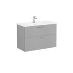 VitrA Root Flat Lavabo Dolabı, 100 cm, İki Çekmeceli, Köşeli Lavabo, Mat Kaya Gri - Görsel 2
