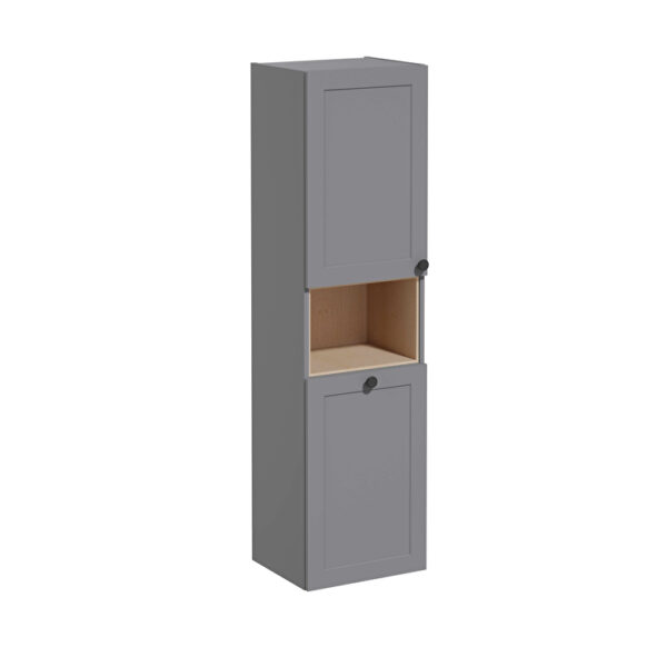 VitrA Root Classic Boy Dolabı, 40 cm, İki Kapaklı, Kısa, Çamaşır Sepetli, Mat Gri, Sol