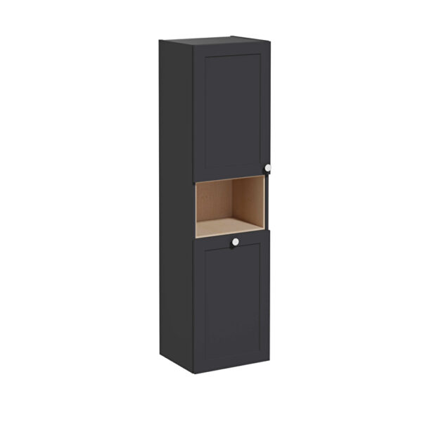 VitrA Root Classic Boy Dolabı, 40 cm, İki Kapaklı, Kısa, Çamaşır Sepetli, Mat Grafit, Sol