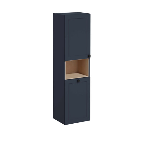 VitrA Root Classic Boy Dolabı, 40 cm, İki Kapaklı, Kısa, Çamaşır Sepetli, Mat Lacivert, Sol