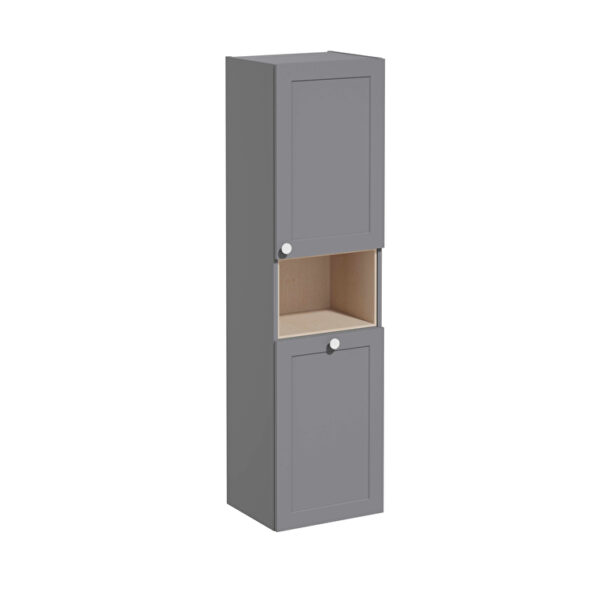 VitrA Root Classic Boy Dolabı, 40 cm, İki Kapaklı, Kısa, Çamaşır Sepetli, Mat Gri, Sağ