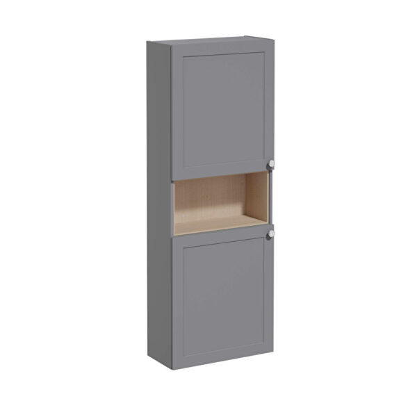 VitrA Root Classic Boy Dolabı, 55 cm, İki Kapaklı, Dar, Kısa, Mat Gri