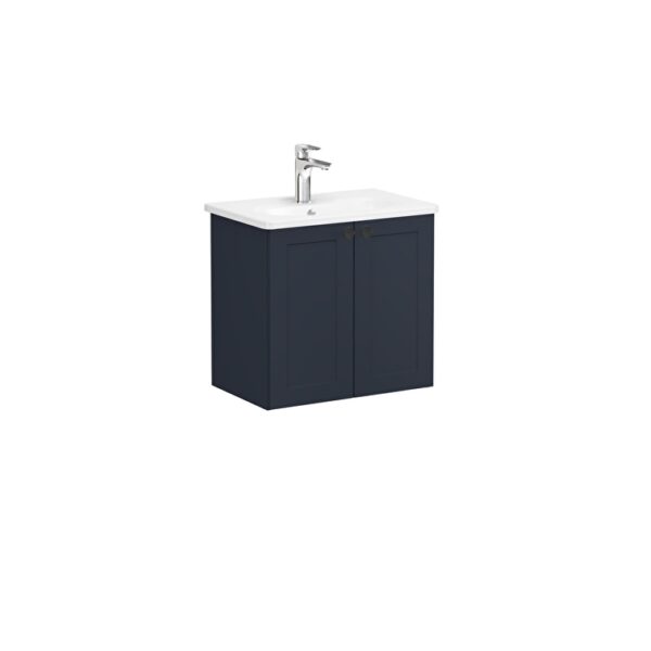 VitrA Root Classic Lavabo Dolabı, 60 cm, İki Kapaklı, Dar, Yuvarlak Lavabo, Mat Lacivert