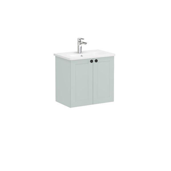VitrA Root Classic Lavabo Dolabı, 60 cm, İki Kapaklı, Dar, Yuvarlak Lavabo, Mat Retro Yeşil
