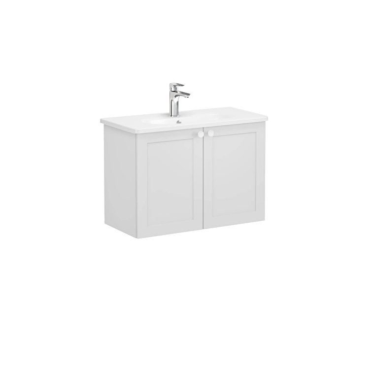 68653_02_1f3f74afcfbf30ff2f1a723488dccf08440bd4ce-1.jpg VitrA Root Classic Lavabo Dolabı, 80 cm, İki Kapaklı, Dar, Yuvarlak Lavabo, Mat Açık Gri - Görsel 1