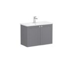 VitrA Root Classic Lavabo Dolabı, 80 cm, İki Kapaklı, Dar, Yuvarlak Lavabo, Mat Gri - Görsel 2