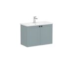 VitrA Root Classic Lavabo Dolabı, 80 cm, İki Kapaklı, Dar, Yuvarlak Lavabo, Mat Fiyord Yeşili