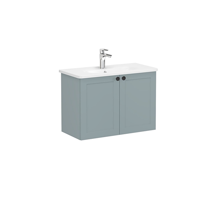 68655_38e58b669c74271aa3a8688d81fb4f29e7f867ef-1.jpg VitrA Root Classic Lavabo Dolabı, 80 cm, İki Kapaklı, Dar, Yuvarlak Lavabo, Mat Fiyord Yeşili - Görsel 1
