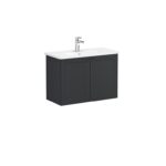 VitrA Root Classic Lavabo Dolabı, 80 cm, İki Kapaklı, Dar, Yuvarlak Lavabo, Mat Grafit - Görsel 2