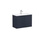 VitrA Root Classic Lavabo Dolabı, 80 cm, İki Kapaklı, Dar, Yuvarlak Lavabo, Mat Lacivert - Görsel 2
