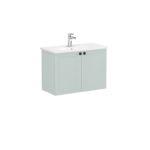 VitrA Root Classic Lavabo Dolabı, 80 cm, İki Kapaklı, Dar, Yuvarlak Lavabo, Mat Retro Yeşil