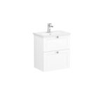 VitrA Root Classic Lavabo Dolabı, 60 cm, İki Çekmeceli, Dar, Yuvarlak Lavabo, Mat Beyaz - Görsel 2