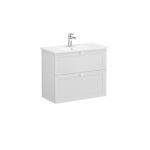 VitrA Root Classic Lavabo Dolabı, 80 cm, İki Çekmeceli, Dar, Yuvarlak Lavabo, Mat Açık Gri