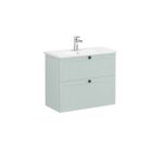 VitrA Root Classic Lavabo Dolabı, 80 cm, İki Çekmeceli, Dar, Yuvarlak Lavabo, Mat Retro Yeşil