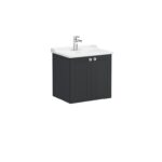 VitrA Root Classic Lavabo Dolabı, 60 cm, İki Kapaklı, Klasik Lavabo, Mat Grafit - Görsel 2