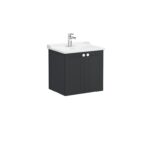 VitrA Root Classic Lavabo Dolabı, 60 cm, İki Kapaklı, Klasik Lavabo, Mat Grafit