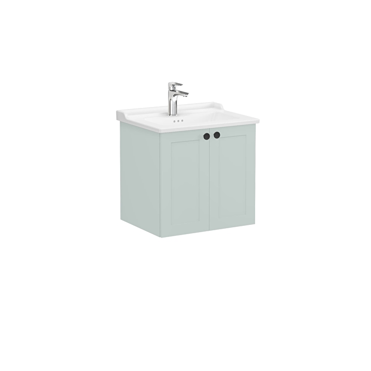 68707-1.jpg VitrA Root Classic Lavabo Dolabı, 60 cm, İki Kapaklı, Klasik Lavabo, Mat Retro Yeşil - Görsel 1