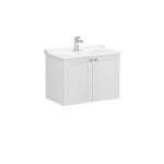 VitrA Root Classic Lavabo Dolabı, 80 cm, İki Kapaklı, Klasik Lavabo, Mat Açık Gri