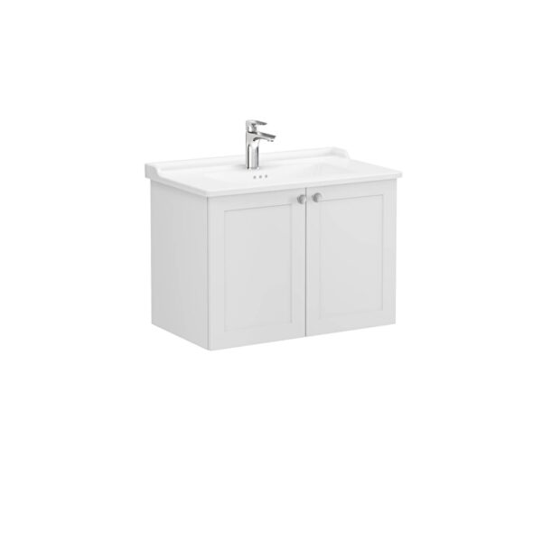 VitrA Root Classic Lavabo Dolabı, 80 cm, İki Kapaklı, Klasik Lavabo, Mat Açık Gri