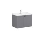 VitrA Root Classic Lavabo Dolabı, 80 cm, İki Kapaklı, Klasik Lavabo, Mat Gri