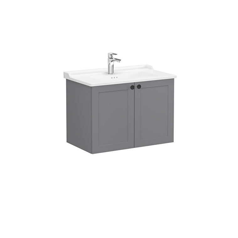 68724_877a407bf63b1d623bc7f9ddda4957568d94d0e4-1.jpg VitrA Root Classic Lavabo Dolabı, 80 cm, İki Kapaklı, Klasik Lavabo, Mat Gri - Görsel 1