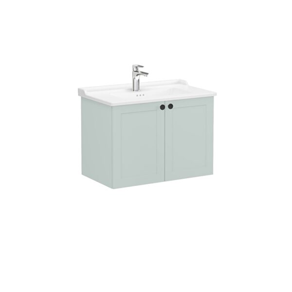 VitrA Root Classic Lavabo Dolabı, 80 cm, İki Kapaklı, Klasik Lavabo, Mat Retro Yeşil