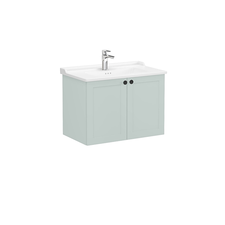 68728-1.jpg VitrA Root Classic Lavabo Dolabı, 80 cm, İki Kapaklı, Klasik Lavabo, Mat Retro Yeşil - Görsel 1