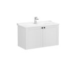 VitrA Root Classic Lavabo Dolabı, 100 cm, İki Kapaklı, Klasik Lavabo, Mat Açık Gri