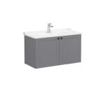 VitrA Root Classic Lavabo Dolabı, 100 cm, İki Kapaklı, Klasik Lavabo, Mat Gri