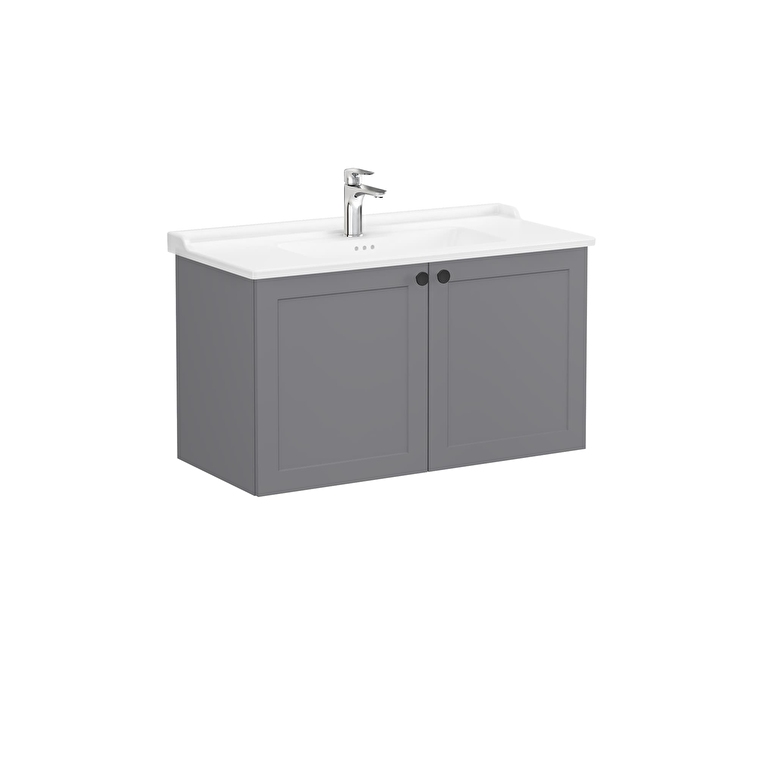 68745_35b2908776a411ee50042e1152aeebdb9b0833ba-1.jpg VitrA Root Classic Lavabo Dolabı, 100 cm, İki Kapaklı, Klasik Lavabo, Mat Gri - Görsel 1