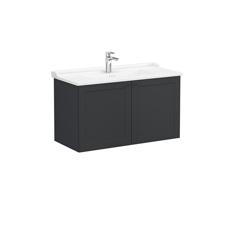 68747_28b76030fb640f1ee81cf44b2413b1007e69dea8-1.jpg VitrA Root Classic Lavabo Dolabı, 100 cm, İki Kapaklı, Klasik Lavabo, Mat Grafit - Görsel 1