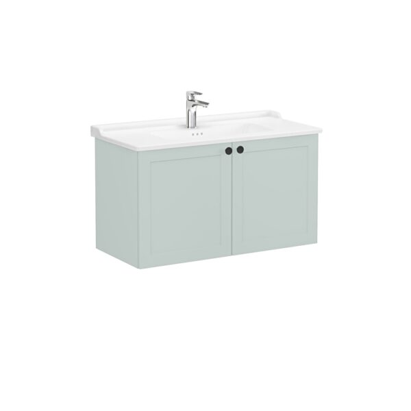 VitrA Root Classic Lavabo Dolabı, 100 cm, İki Kapaklı, Klasik Lavabo, Mat Retro Yeşil