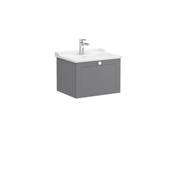 VitrA Root Classic Lavabo Dolabı, 60 cm, Bir Çekmeceli, Klasik Lavabo, Mat Gri