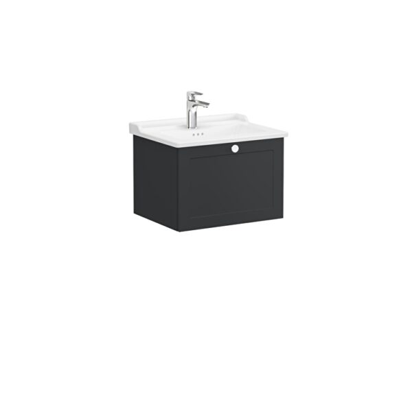 VitrA Root Classic Lavabo Dolabı, 60 cm, Bir Çekmeceli, Klasik Lavabo, Mat Grafit