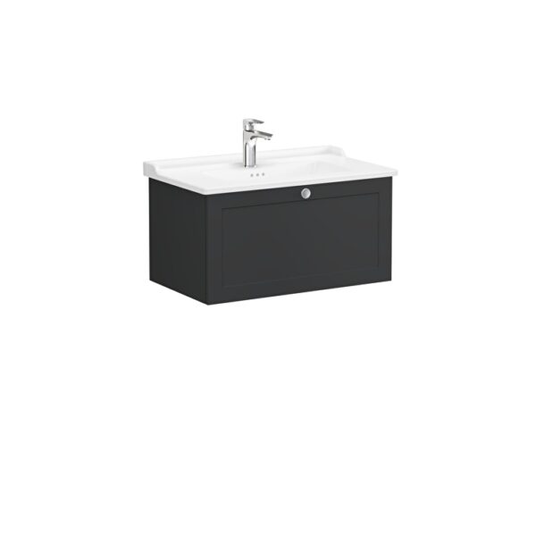 VitrA Root Classic Lavabo Dolabı, 80 cm, Bir Çekmeceli, Klasik Lavabo, Mat Grafit