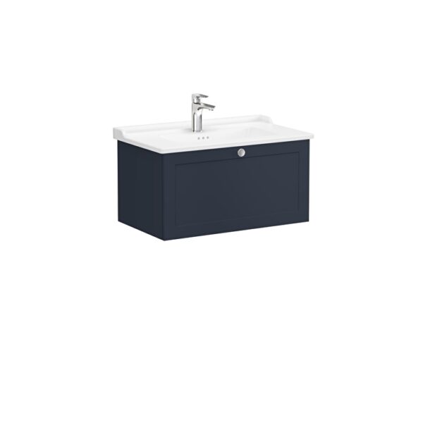 VitrA Root Classic Lavabo Dolabı, 80 cm, Bir Çekmeceli, Klasik Lavabo, Mat Lacivert