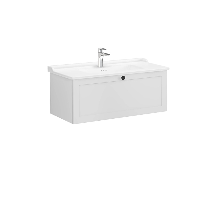 68828_880dcbc4be317bd39a39ddf3fdf7262347173997-1.jpg VitrA Root Classic Lavabo Dolabı, 100 cm, Bir Çekmeceli, Klasik Lavabo, Mat Açık Gri - Görsel 1