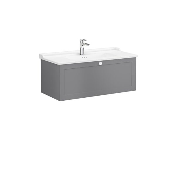 VitrA Root Classic Lavabo Dolabı, 100 cm, Bir Çekmeceli, Klasik Lavabo, Mat Gri