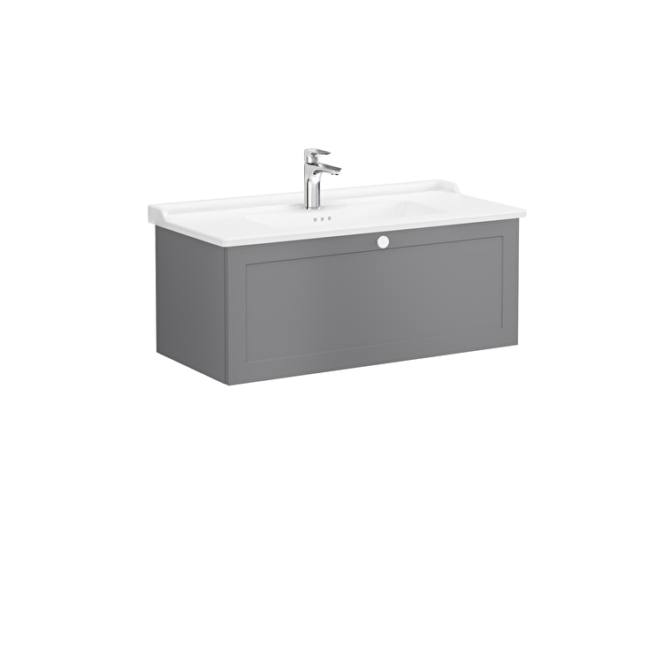 68829_02_6dc3901cbd1fc59ae94555a8d35f888d7454c2b8-1.jpg VitrA Root Classic Lavabo Dolabı, 100 cm, Bir Çekmeceli, Klasik Lavabo, Mat Gri - Görsel 1