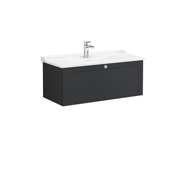 VitrA Root Classic Lavabo Dolabı, 100 cm, Bir Çekmeceli, Klasik Lavabo, Mat Grafit