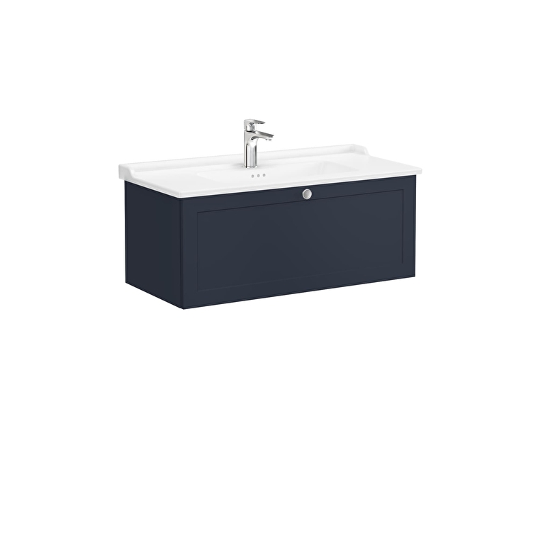 68832_01_1db6727db300afbd7b2e5c176dbaef57f6d5d570-1.jpg VitrA Root Classic Lavabo Dolabı, 100 cm, Bir Çekmeceli, Klasik Lavabo, Mat Lacivert - Görsel 1
