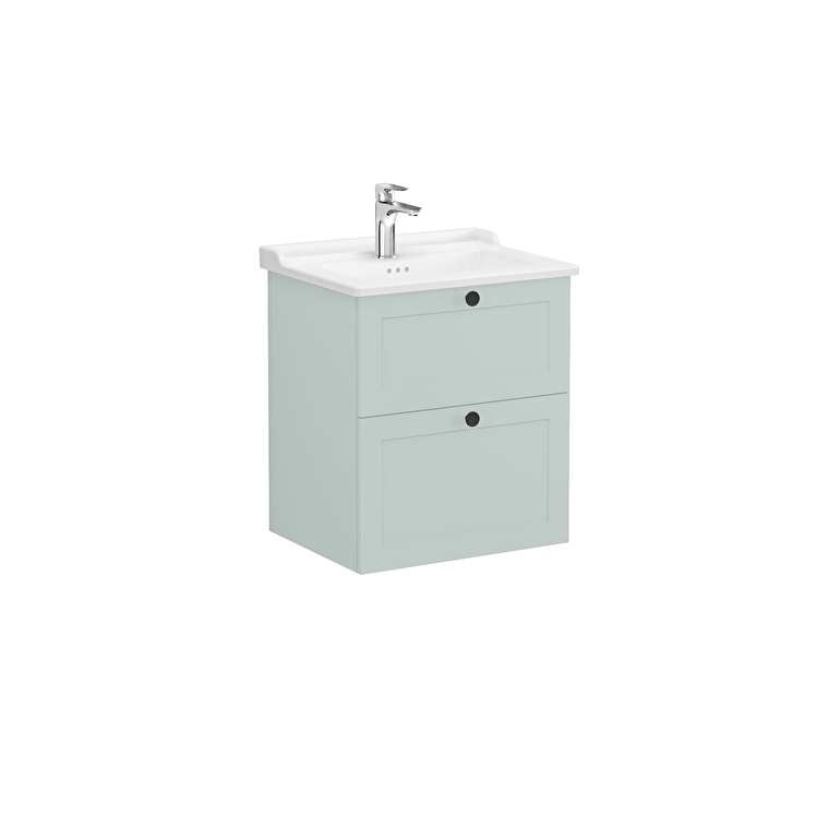 68854-1.jpg VitrA Root Classic Lavabo Dolabı, 60 cm, İki Çekmeceli, Klasik Lavabo, Mat Retro Yeşil - Görsel 1
