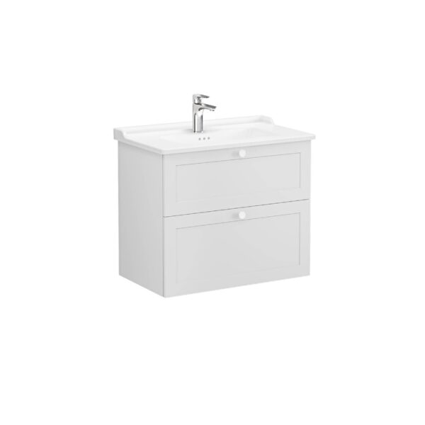 VitrA Root Classic Lavabo Dolabı, 80 cm, İki Çekmeceli, Klasik Lavabo, Mat Açık Gri