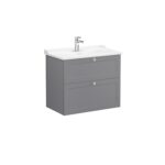 VitrA Root Classic Lavabo Dolabı, 80 cm, İki Çekmeceli, Klasik Lavabo, Mat Gri - Görsel 4